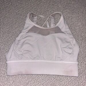Lululemon Cream High Neck Mesh Sports Bra Adjustable Womens Size 4